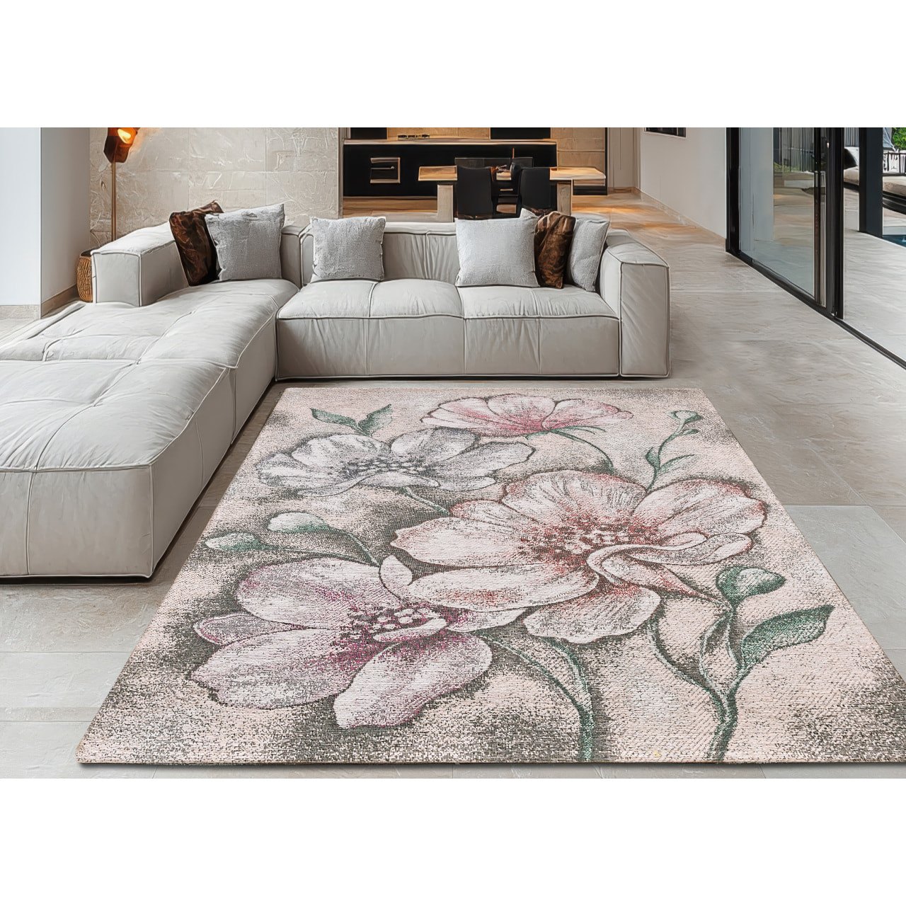 Tappeto Jacquard Ideale Salotto Camera Ingresso Made In Italy Antiscivolo, Lavabile, Morbido Disegno Asturia Multicolor By Suardi