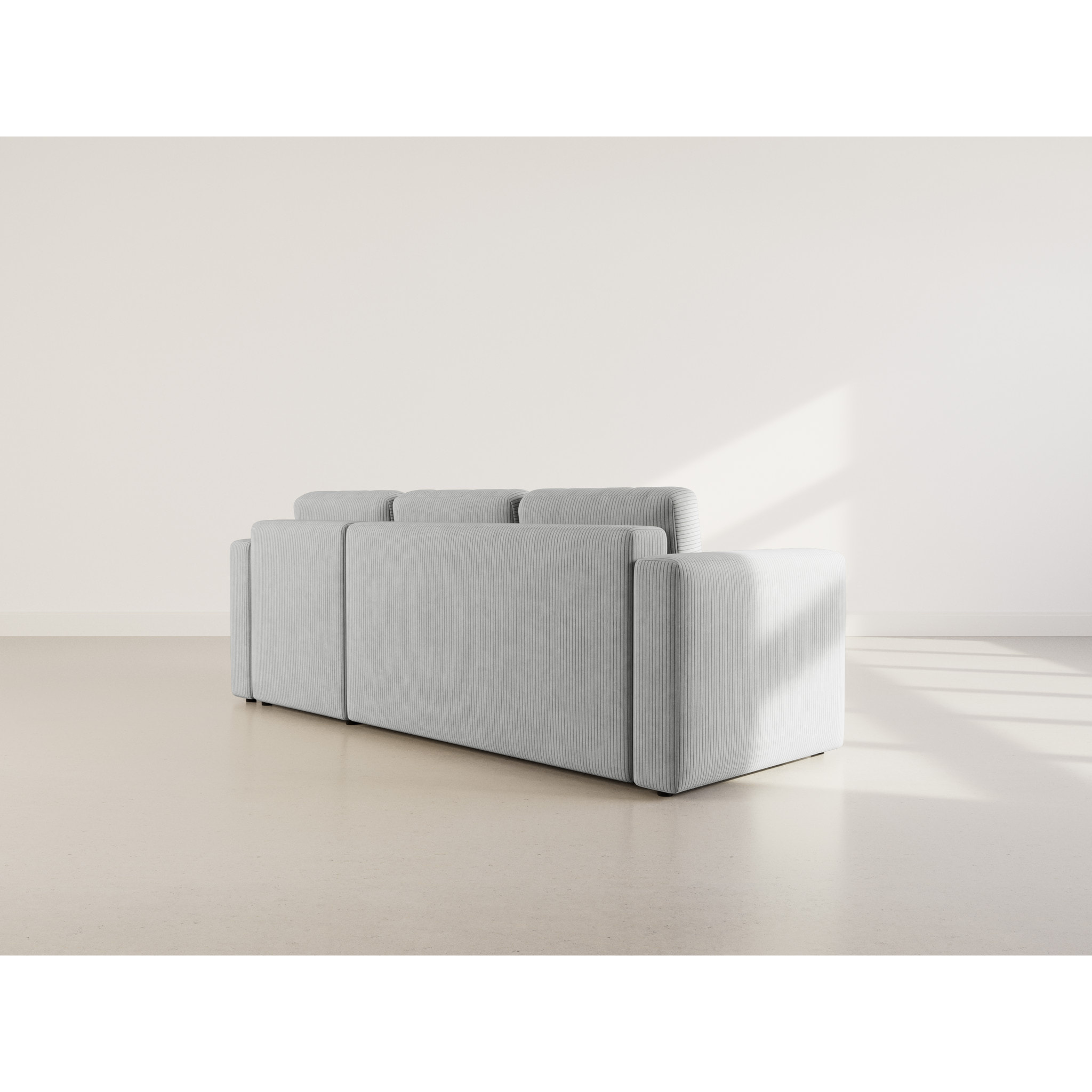 Canopy - canapé d'angle réversible 4 places convertible avec coffre en velours côtelé - Gris clair