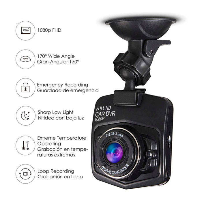 Videocamera Dashcam per auto CR3 V2 con schermo.