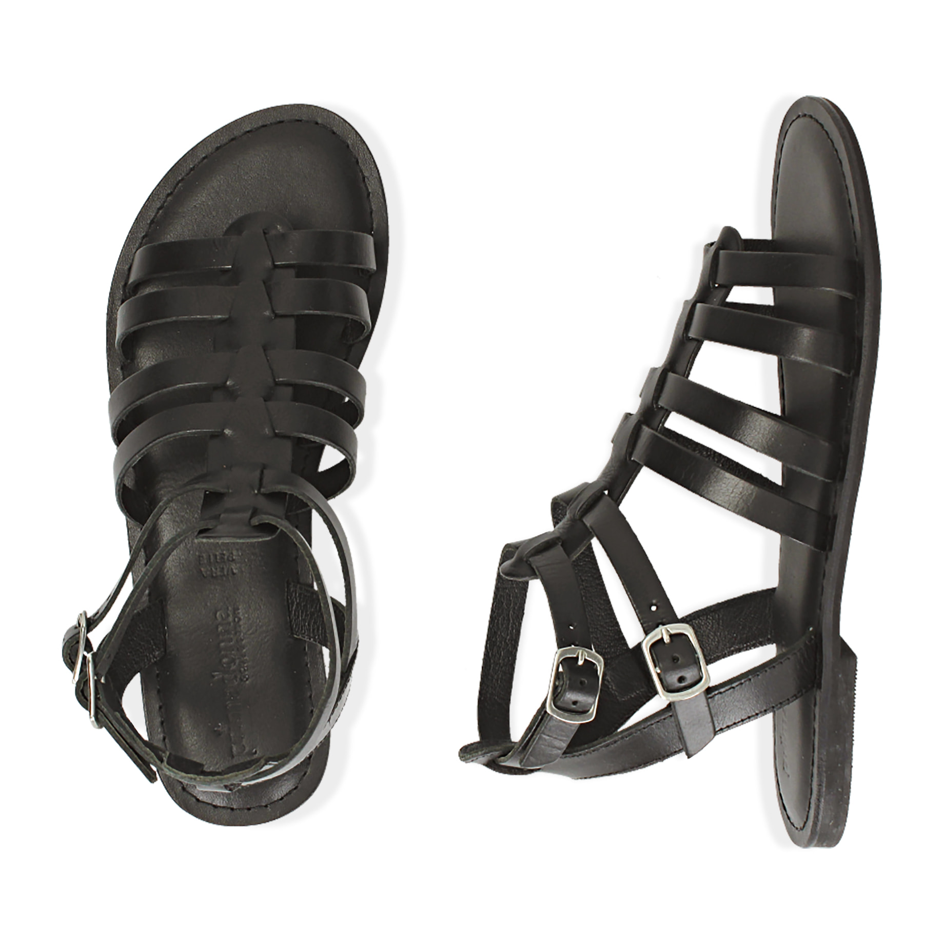 Sandalias de piel negra