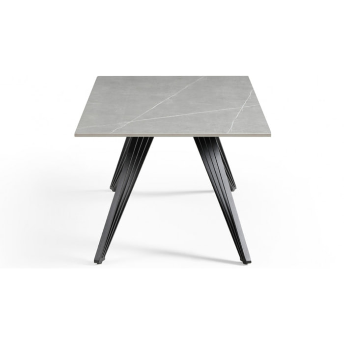 Table basse en céramique 120x60cm marbre grey - 7 piètements - UNIK