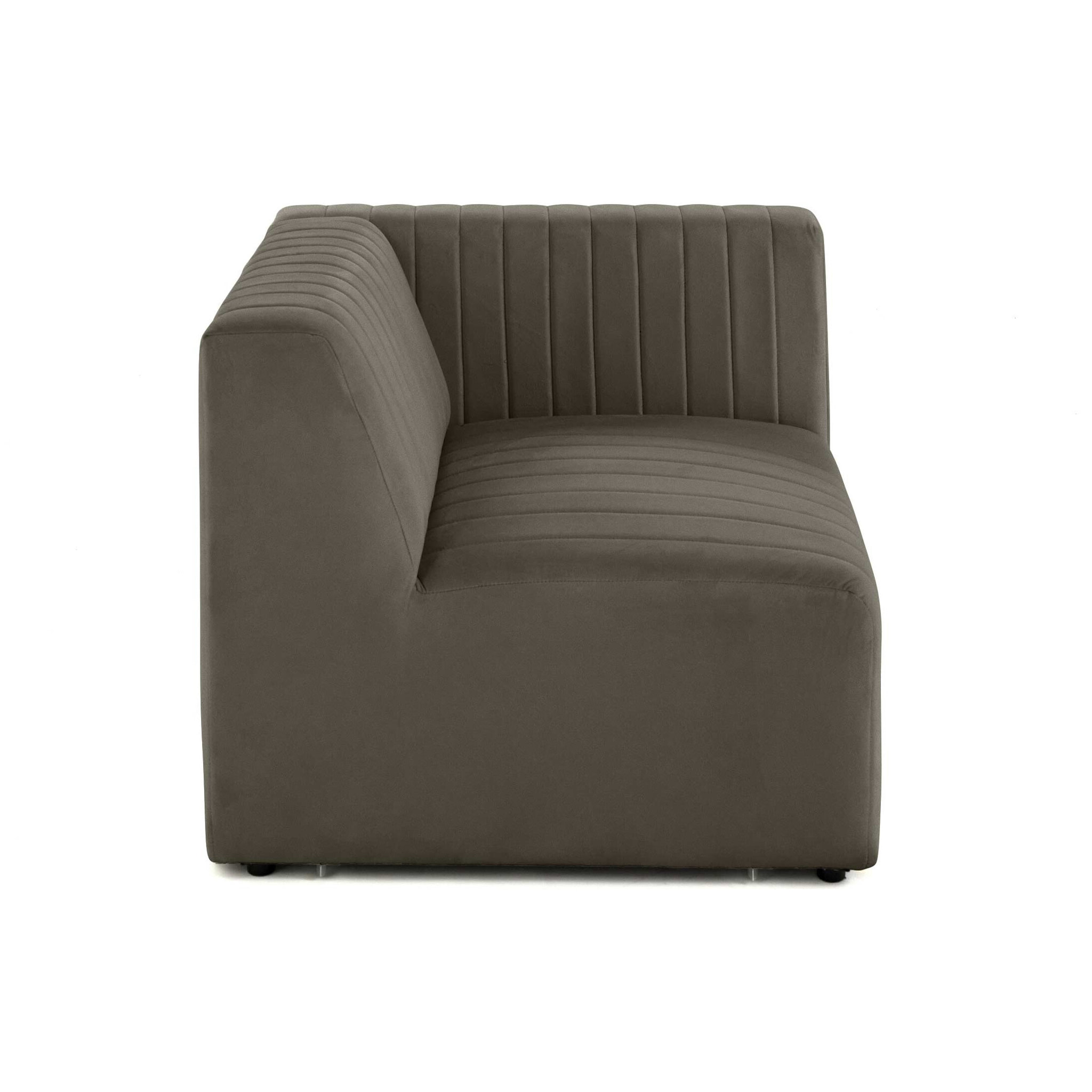 Nova - module d'assise droit - en velours - Gris