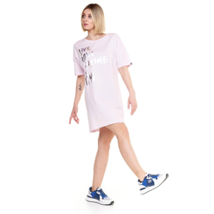 Camiseta maxi de manga corta de mujer brillante