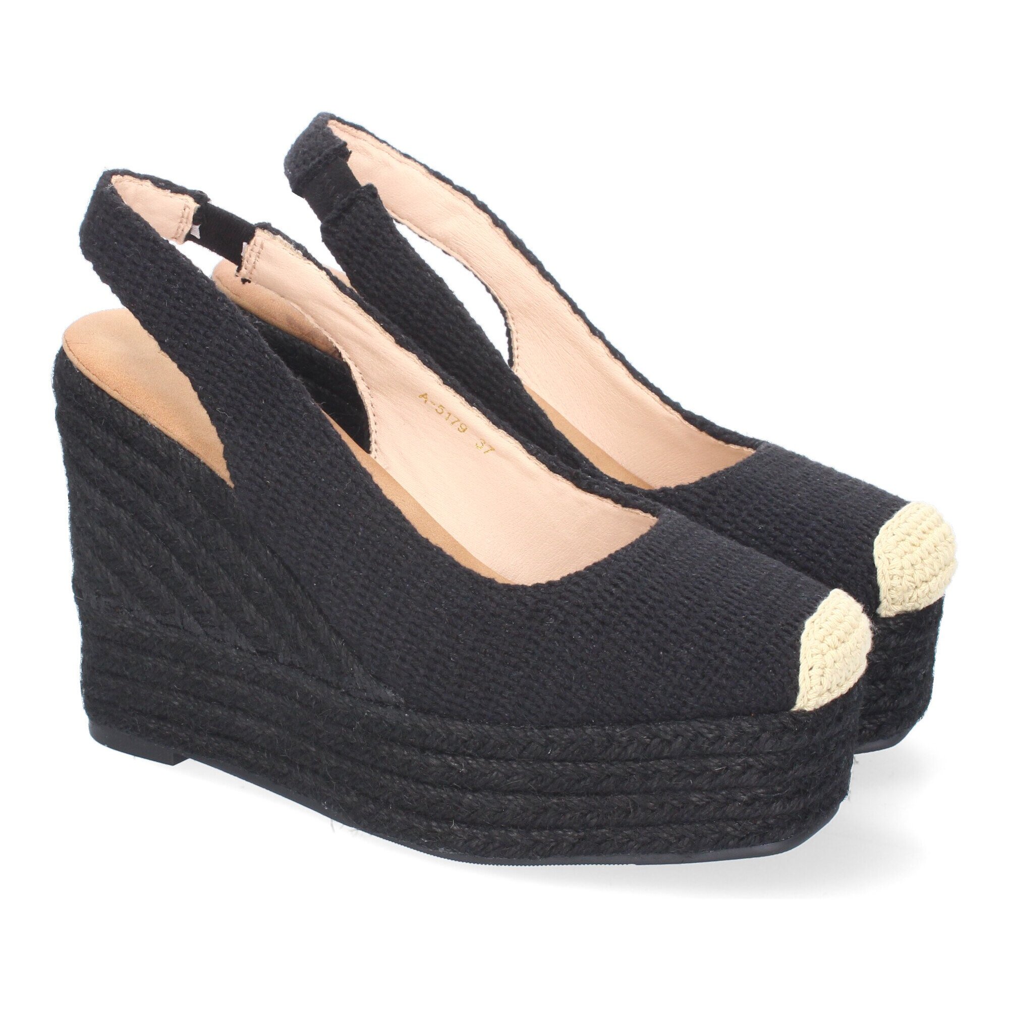 Sandalia de Cuña de Yute para Mujer, Comodas y Elegantes, Diseño de Pala Cerrada con Detalles Bordados