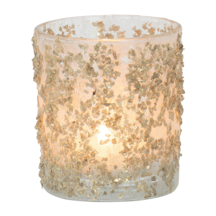 J-Line photophore Paillettes - verre - champagne - small - 4 pcs