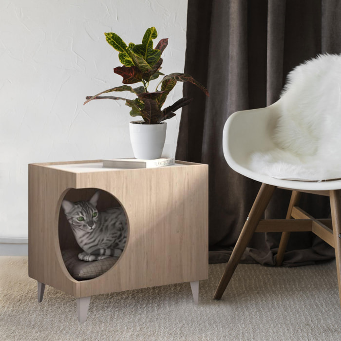 Well Home Mesilla con orificio para Mascotas en Color Madera 50x40x40cm