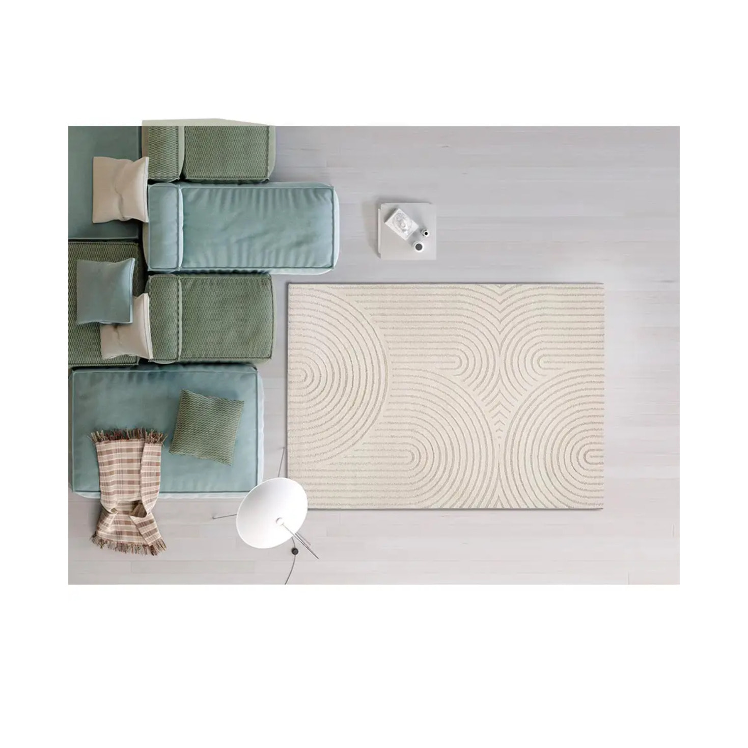 LINA Alfombra escandinava con relieve de pelo corto blanco, varias medidas disponibles.