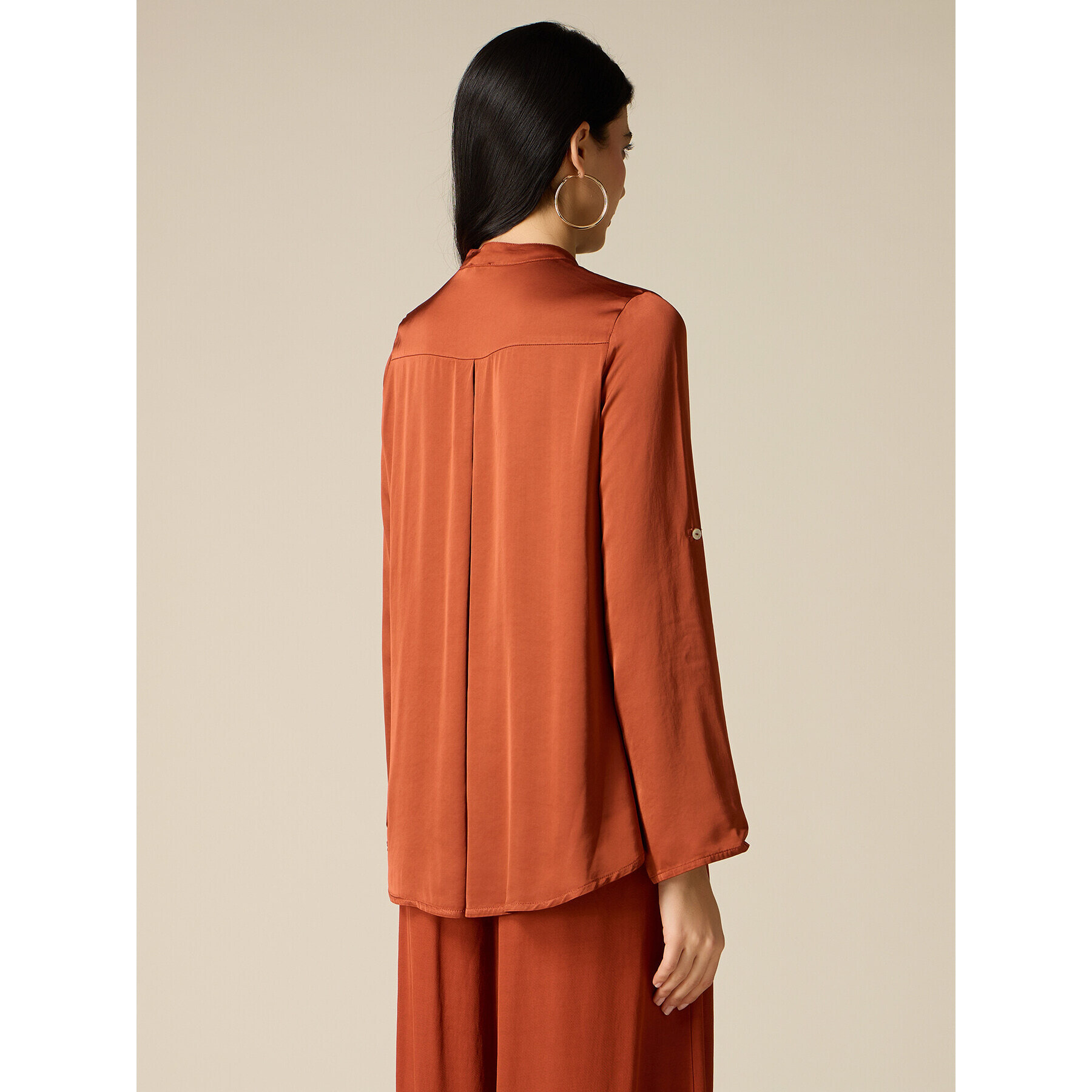 Oltre - Blusa in raso di viscosa - Arancione