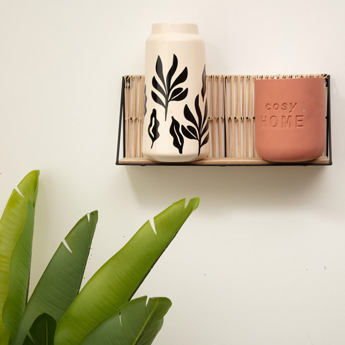 Étagère murale "Cosy" - corde et métal - 48x12 cm