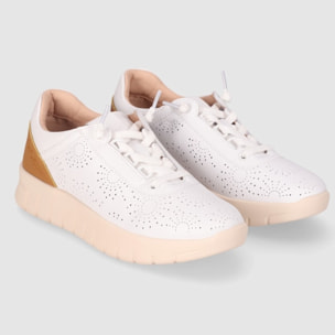 Deportivos de Piel - Blanco - Tacón: Bajo