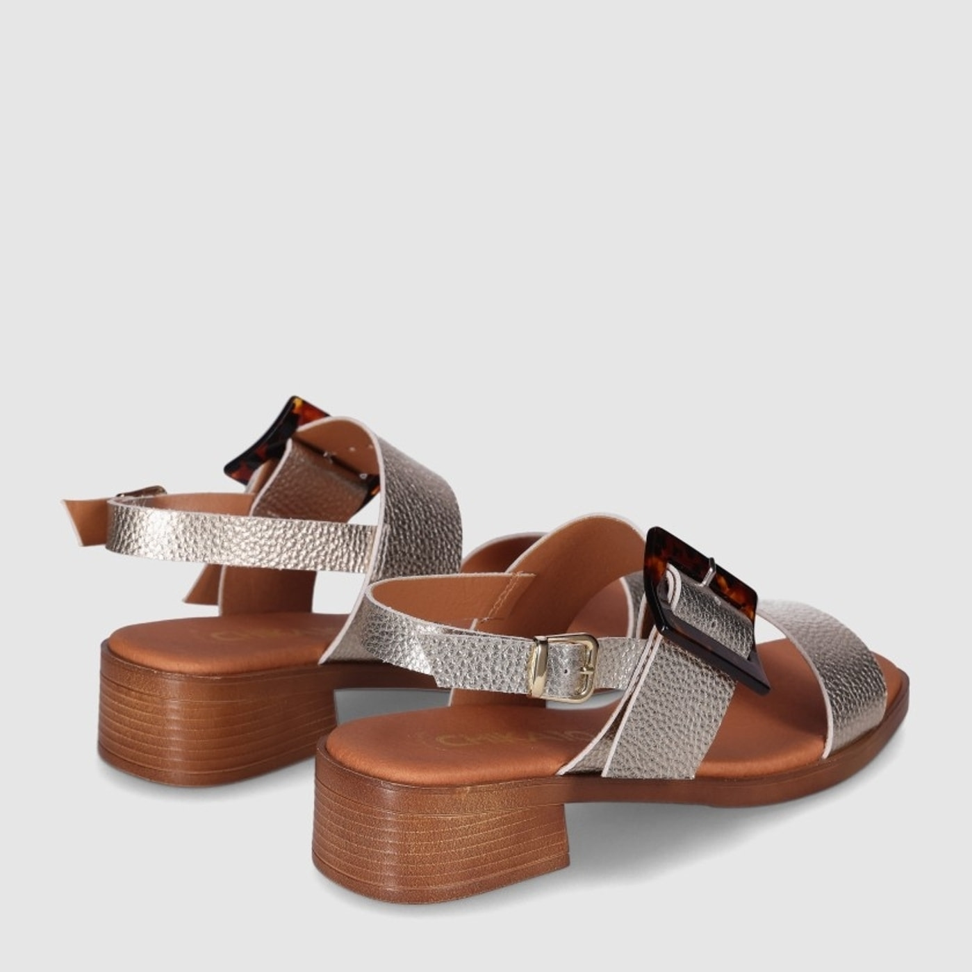 Sandalias de Piel - Oro - Tacón: 4 cm