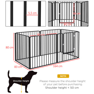 Parc enclos modulable pour chien porte 6 panneaux noir