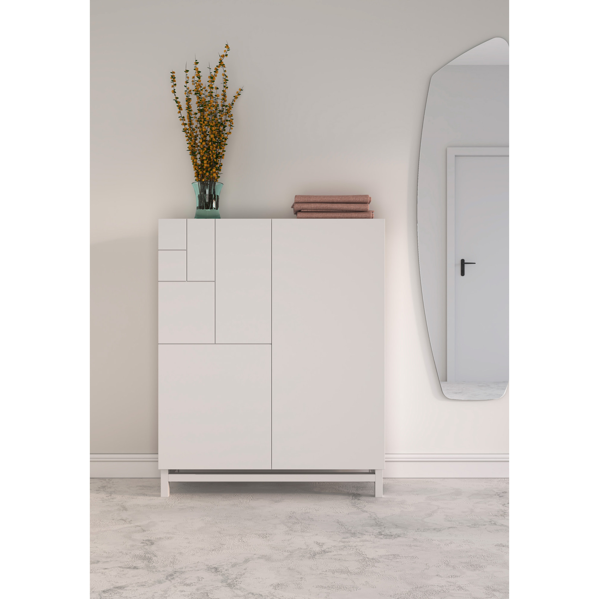 Zapatero melamina Volda blanco 112x90x27 cm