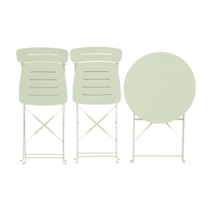 Table de jardin bistrot pliante ronde acier + 2 assises BALCONEA