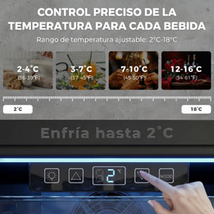 Frigorífico de Bebidas 70 L, Mini Nevera con Puerta de Vidrio Doble, Iluminación LED, 2 Estantes Ajustables, 2-18℃, para 70 Latas, Nevera Pequeña para Refrescos, Cerveza y Vino