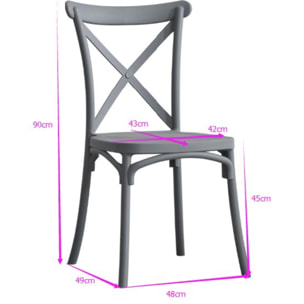 Sedia cross Vacchetti in plastica bianca cm47x51h45,5/90