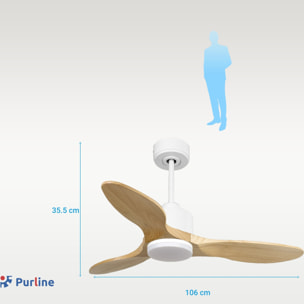 Ventilateur de plafond Réversible  Thermostat Dimmable Wifi Moteur à courant continu Toits en pente Télécommande Lumière à trois tons Hypersilence Mémoire