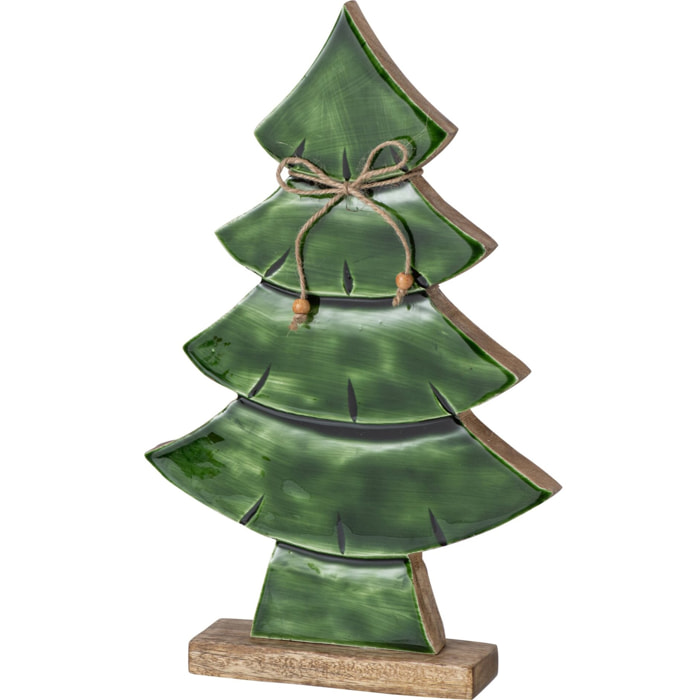J-Line Pin nœud - bois de manguier - naturel/vert foncé - medium
