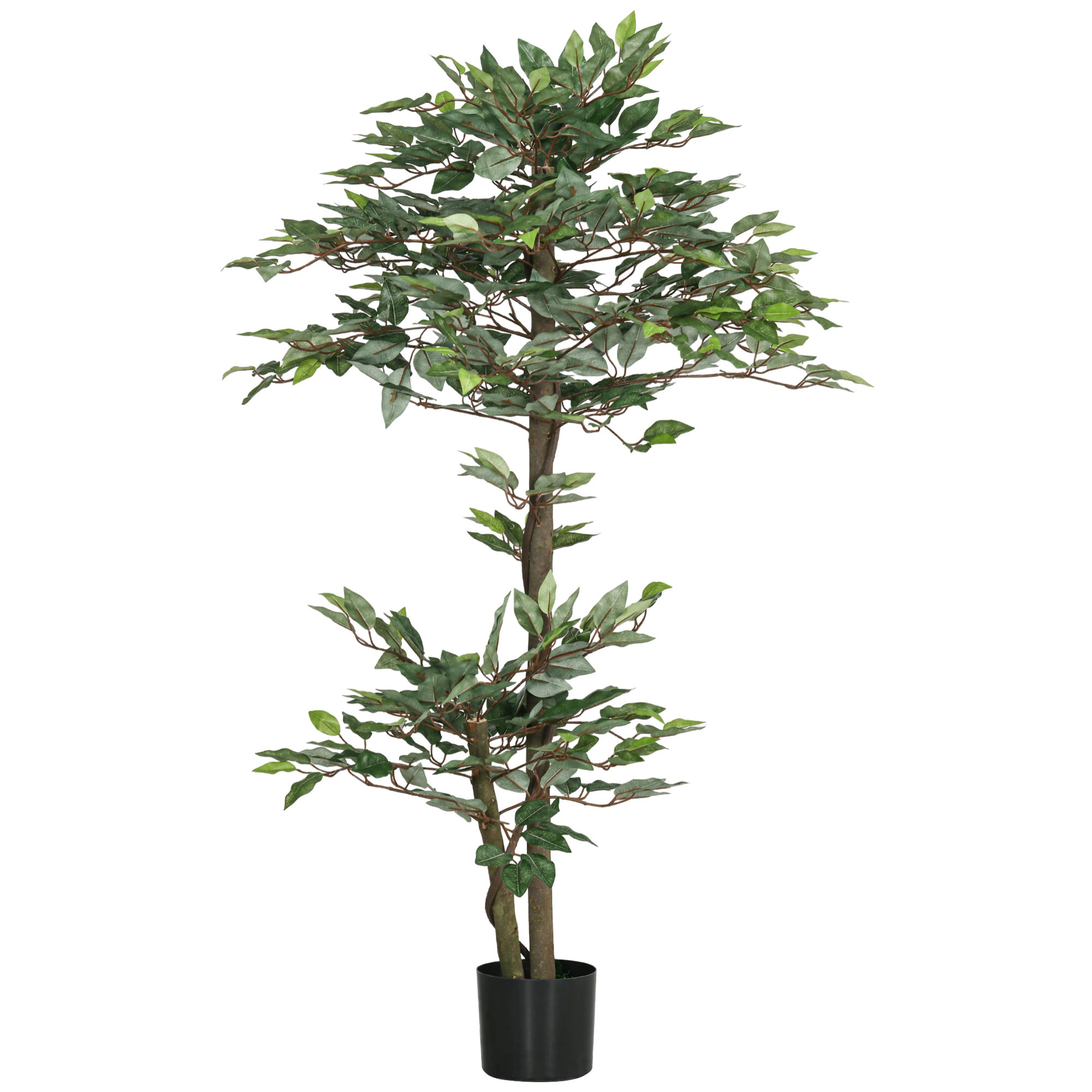 Plante artificielle ficus H.1,5 m troncs branches liane lichen feuilles grand réalisme pot inclus