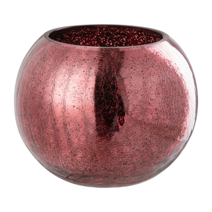 J-Line photophore Boule Craquelé - verre - rose - large