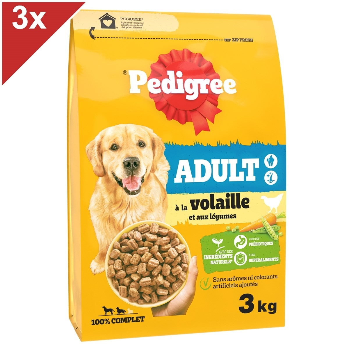 PEDIGREE Croquettes à la Volaille et aux Legumes pour chien adulte >10kg 3x3kg