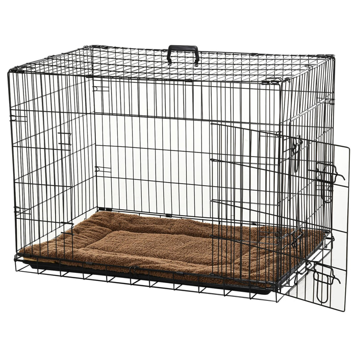 Cage caisse de transport pliante pour chien poignée, plateau amovible, coussin fourni 92 x 57 x 62,5 cm