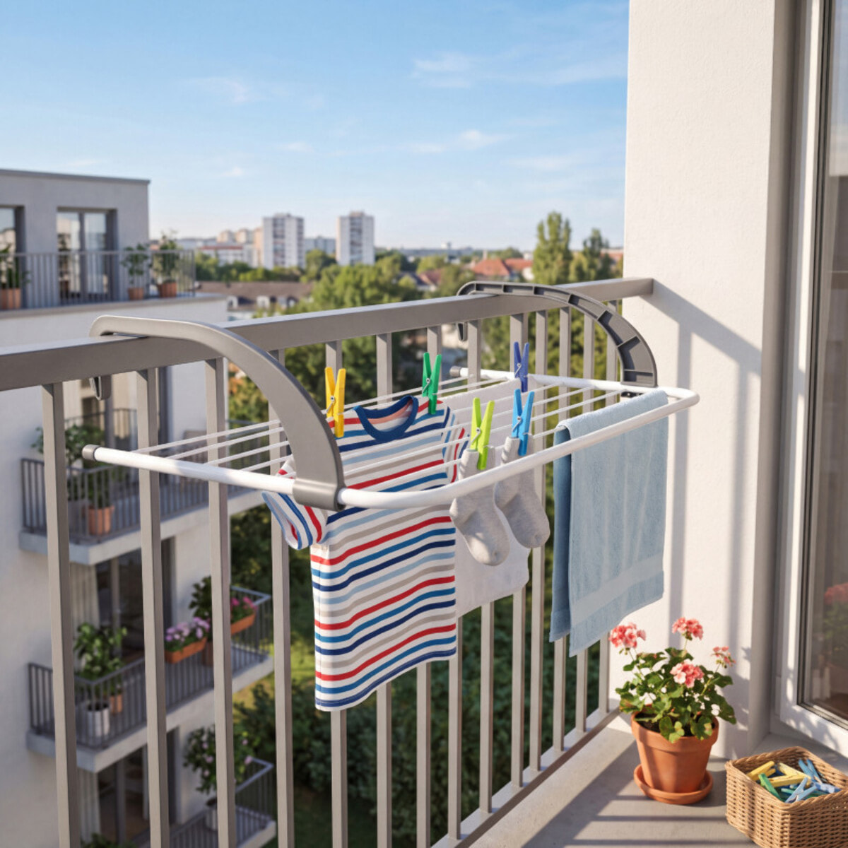Etendoir balcon 5M Acier Blanc & Noir MSV