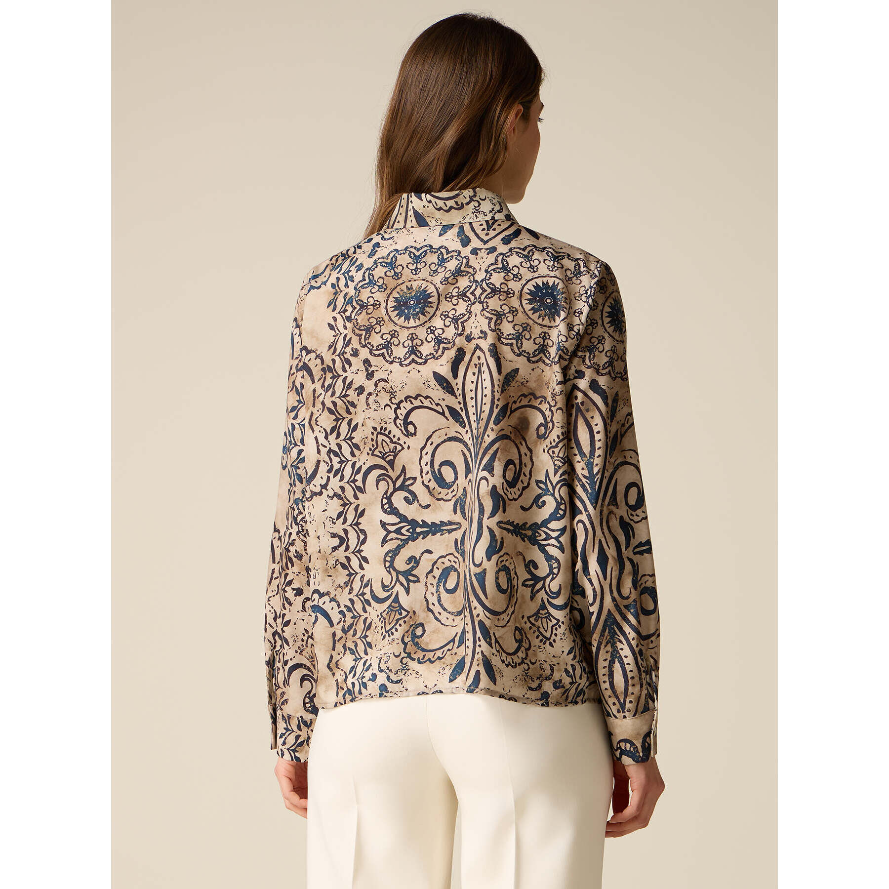 Oltre - Camisa de satén estampada - Beige