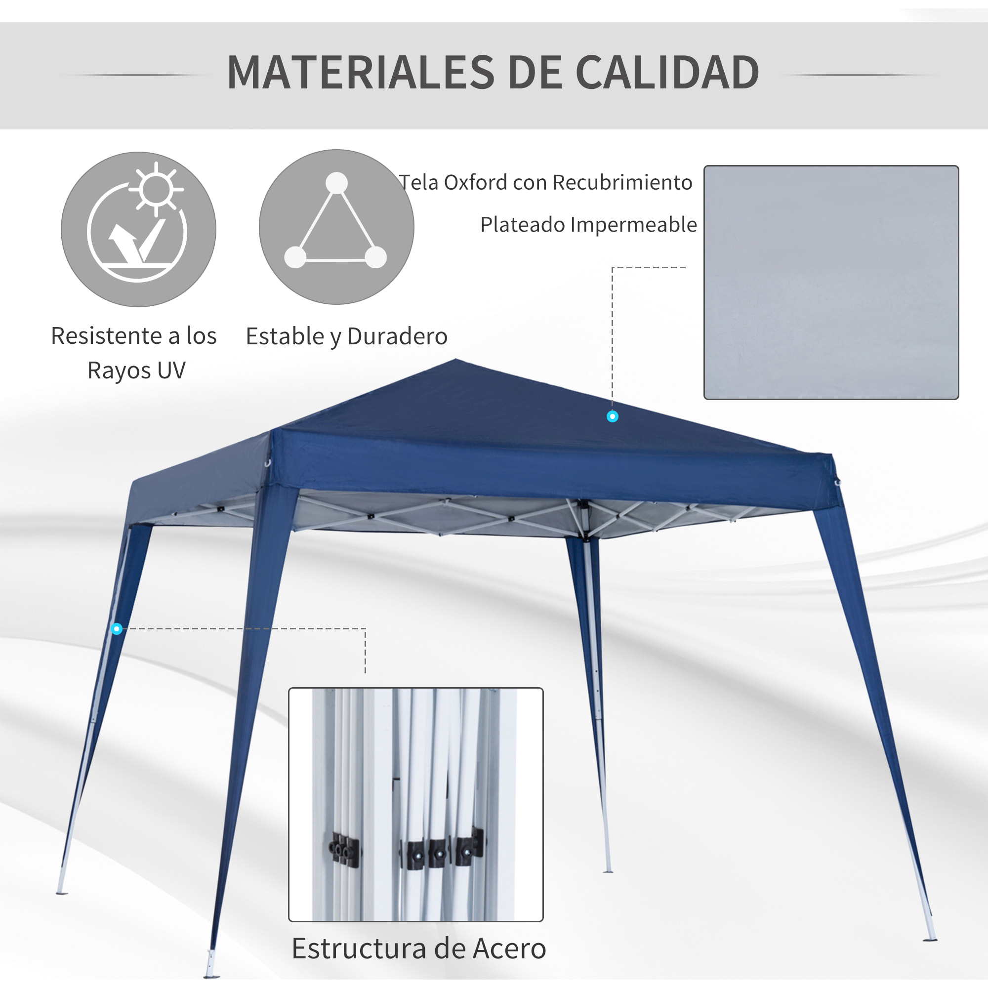 Carpa Plegable 3x3m de Jardín Diseño Pop Up Cenador de Acero y Tela Oxford