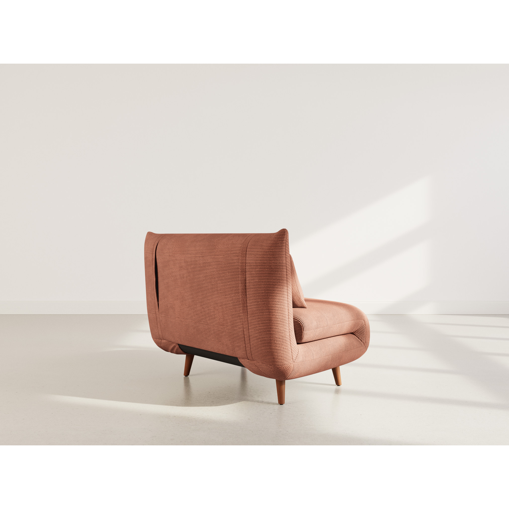 Lumi - Banquette convertible clic-clac 1 place en velours côtelé - Terracotta