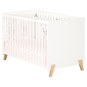 Lit bébé 120 x 60 sur pieds en bois blanc