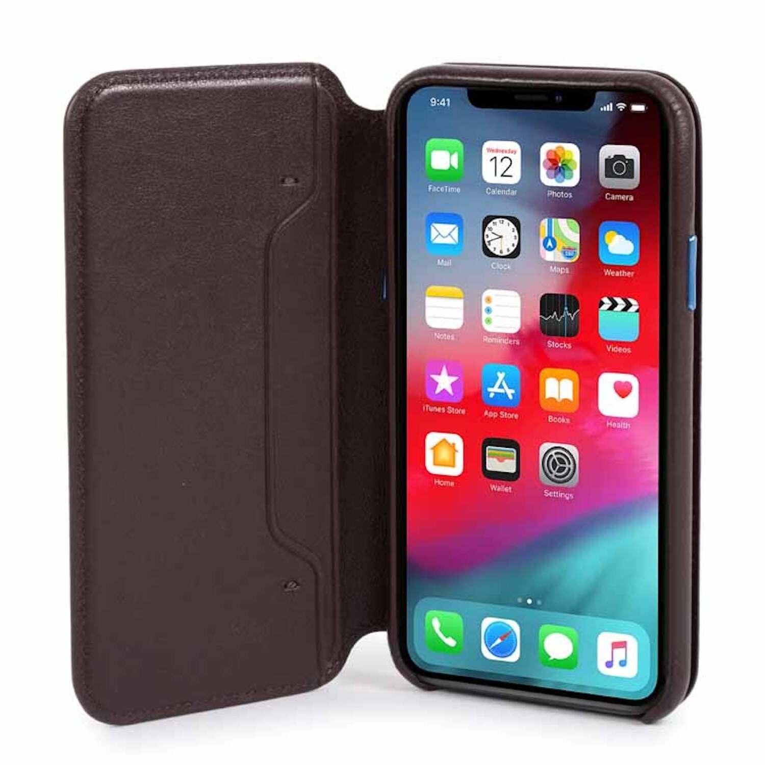 Piquadro Cover in pelle rimb.ta con patta iPhone ® X e XS