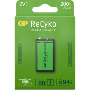 Pile rechargeable GP Recyko+ 9V 200 mAh