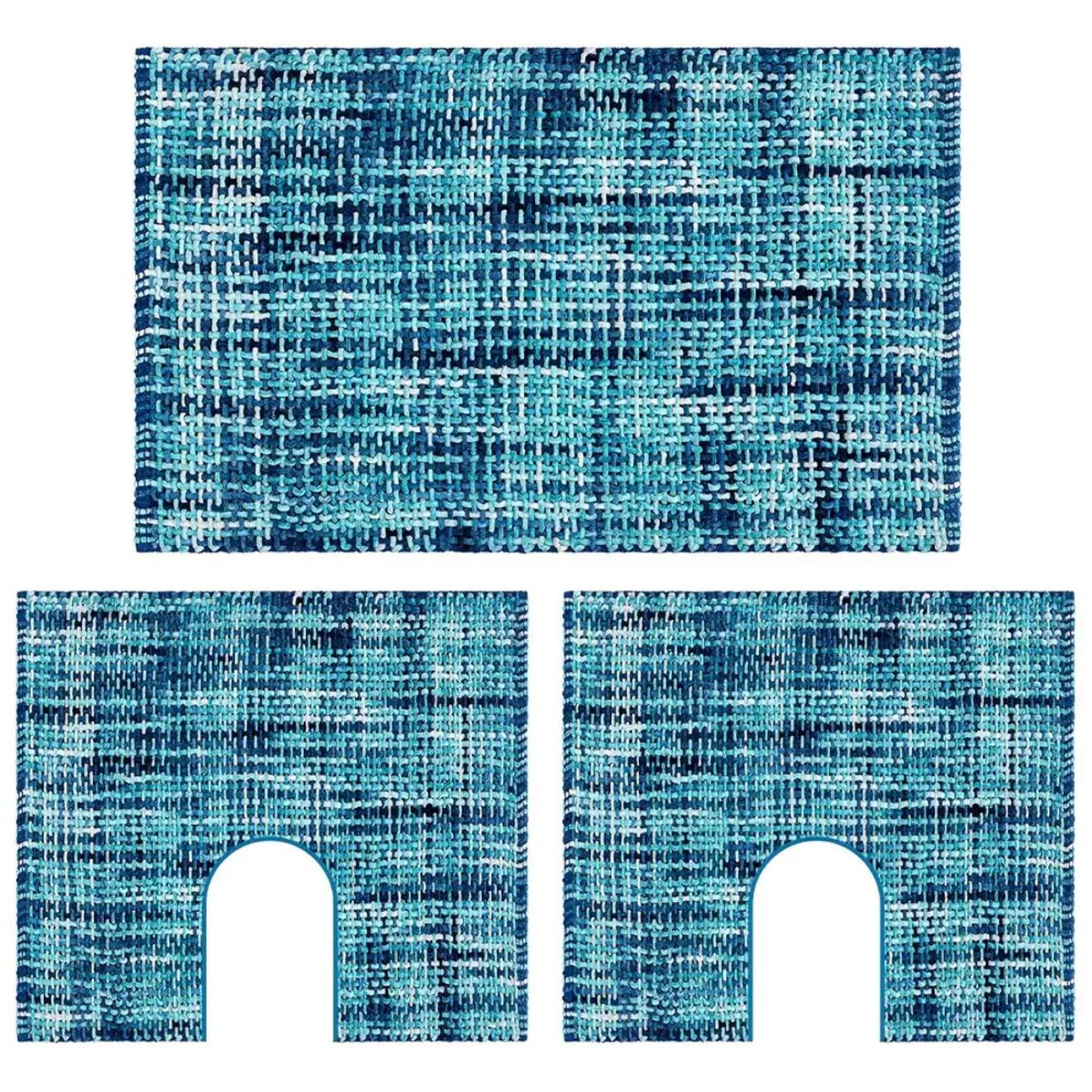 Tappeto bagno CRAZY BLU in microfibra misto cotone, morbido antiscivolo lavabile in lavatrice, tappetino lavabo sanitari bagno