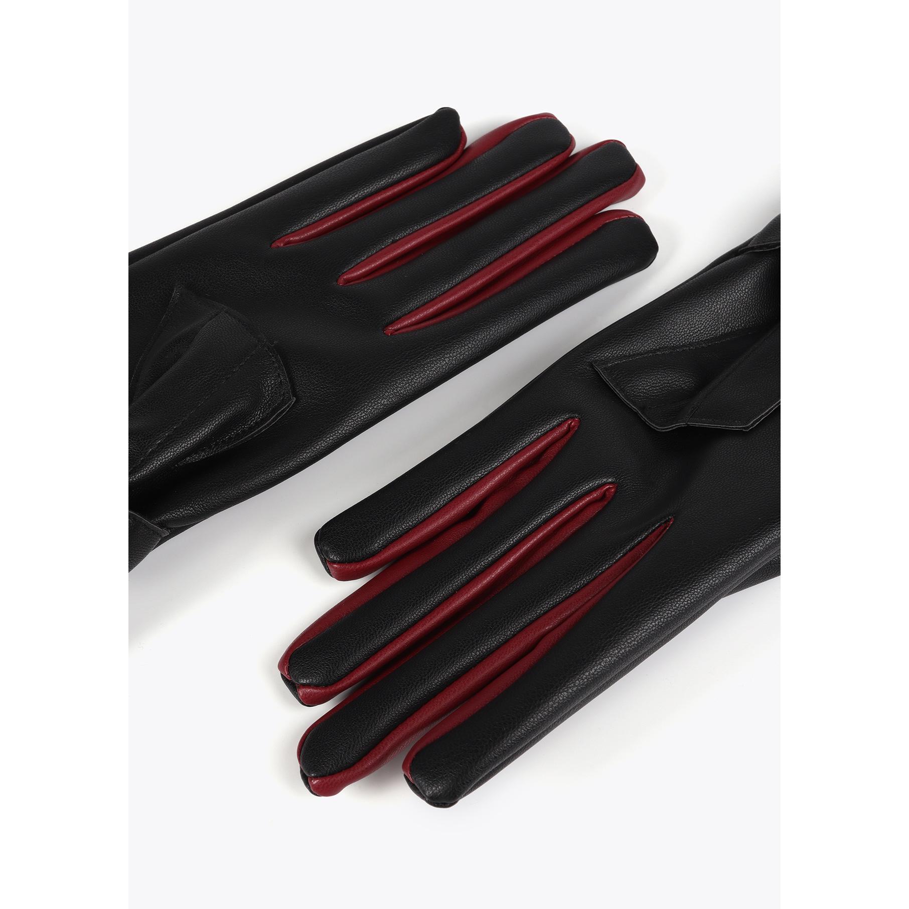 Guanti Effetto Pelle con Fiocco