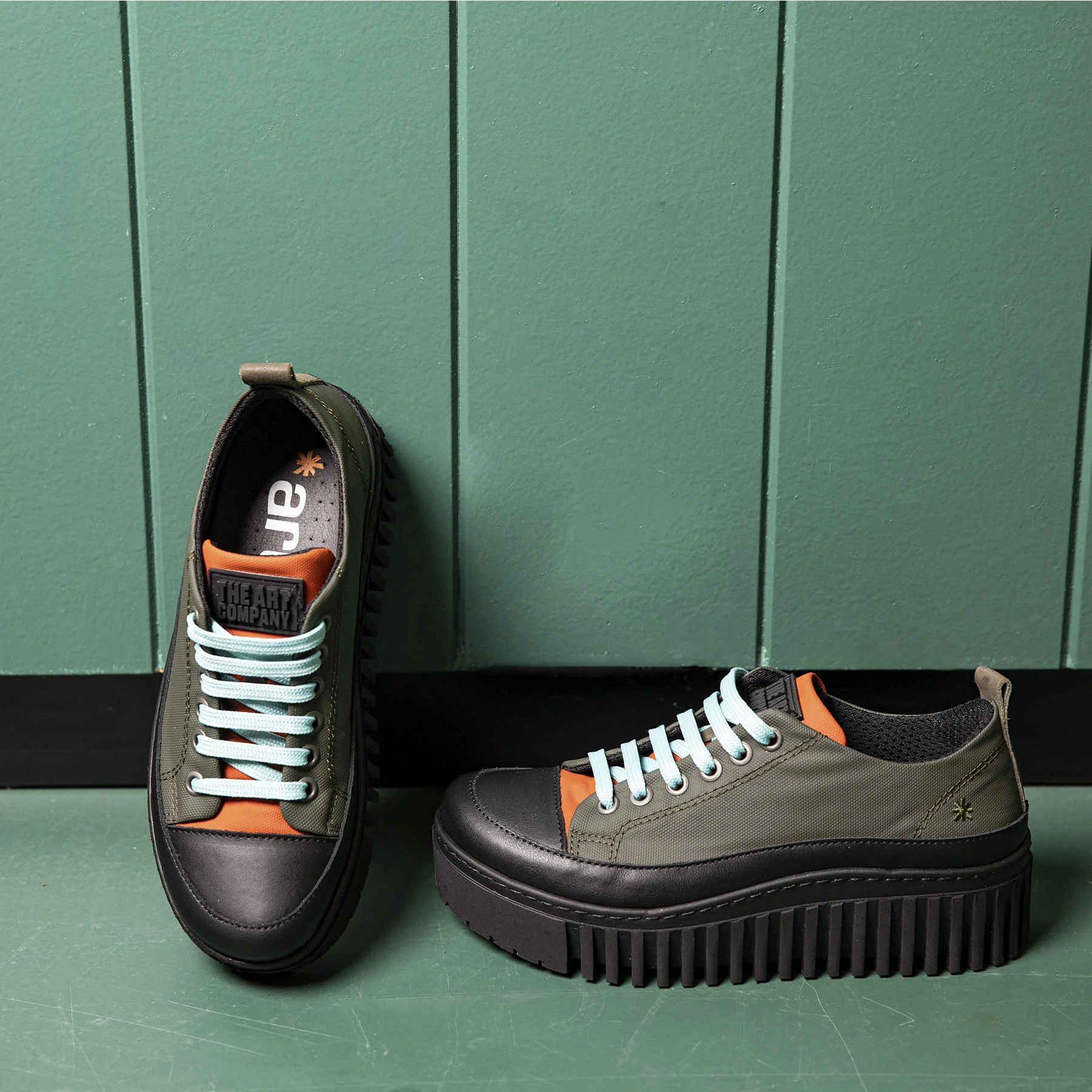 Zapatos 1518A RUBBER NYLON KAKI-ORANGE/BRIGHTON color Kaki-orange