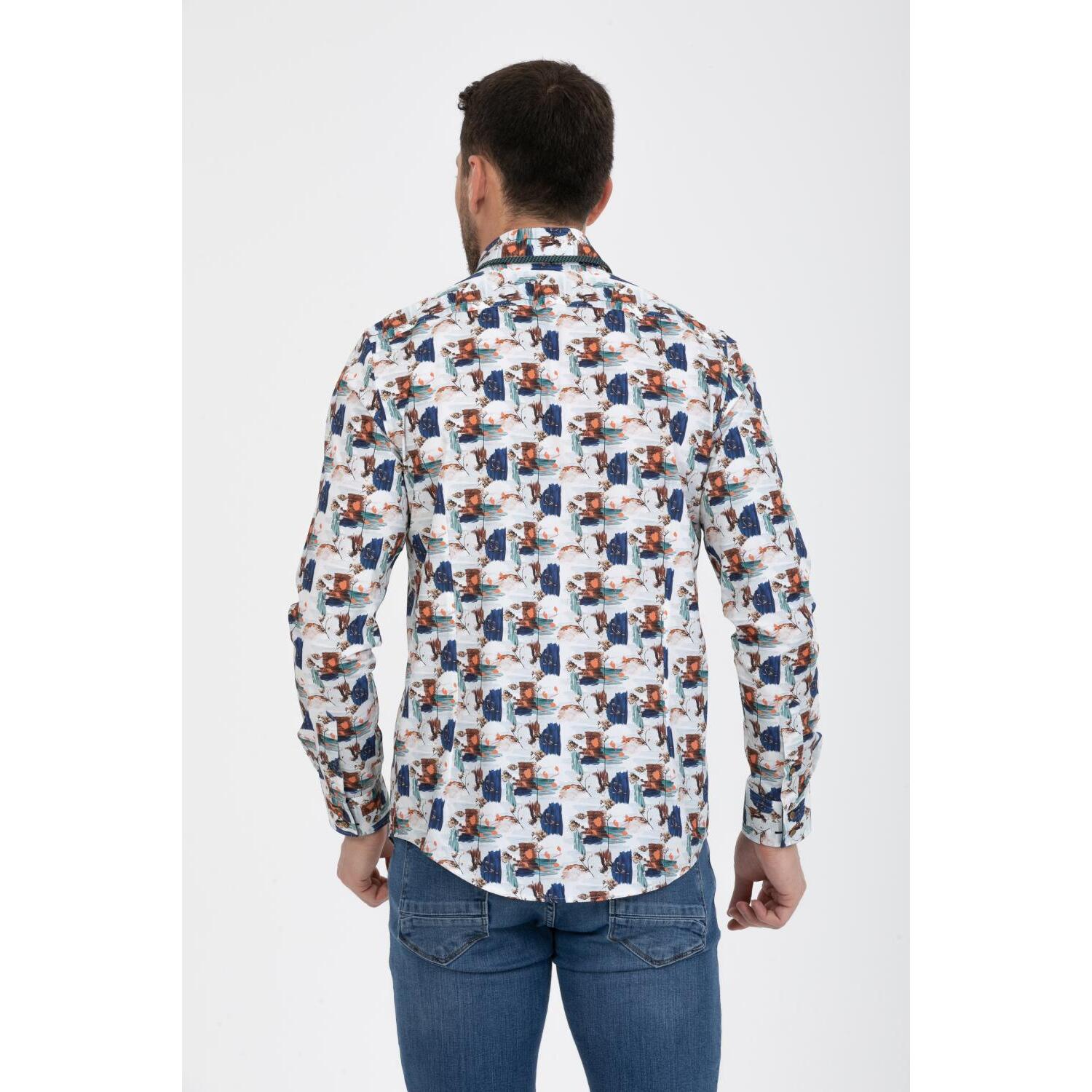 Camicia Uomo 2bottoni Button Down Doppio Collo Slim Popeline Fantasia grigio chiaro e rosa