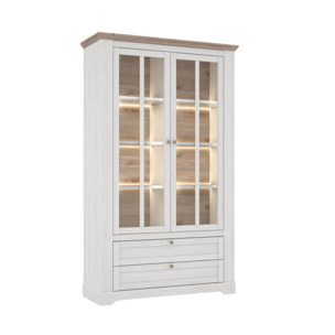 Vitrine 2 portes en bois effet chêne clair blanchi - grand modèle - ILONA