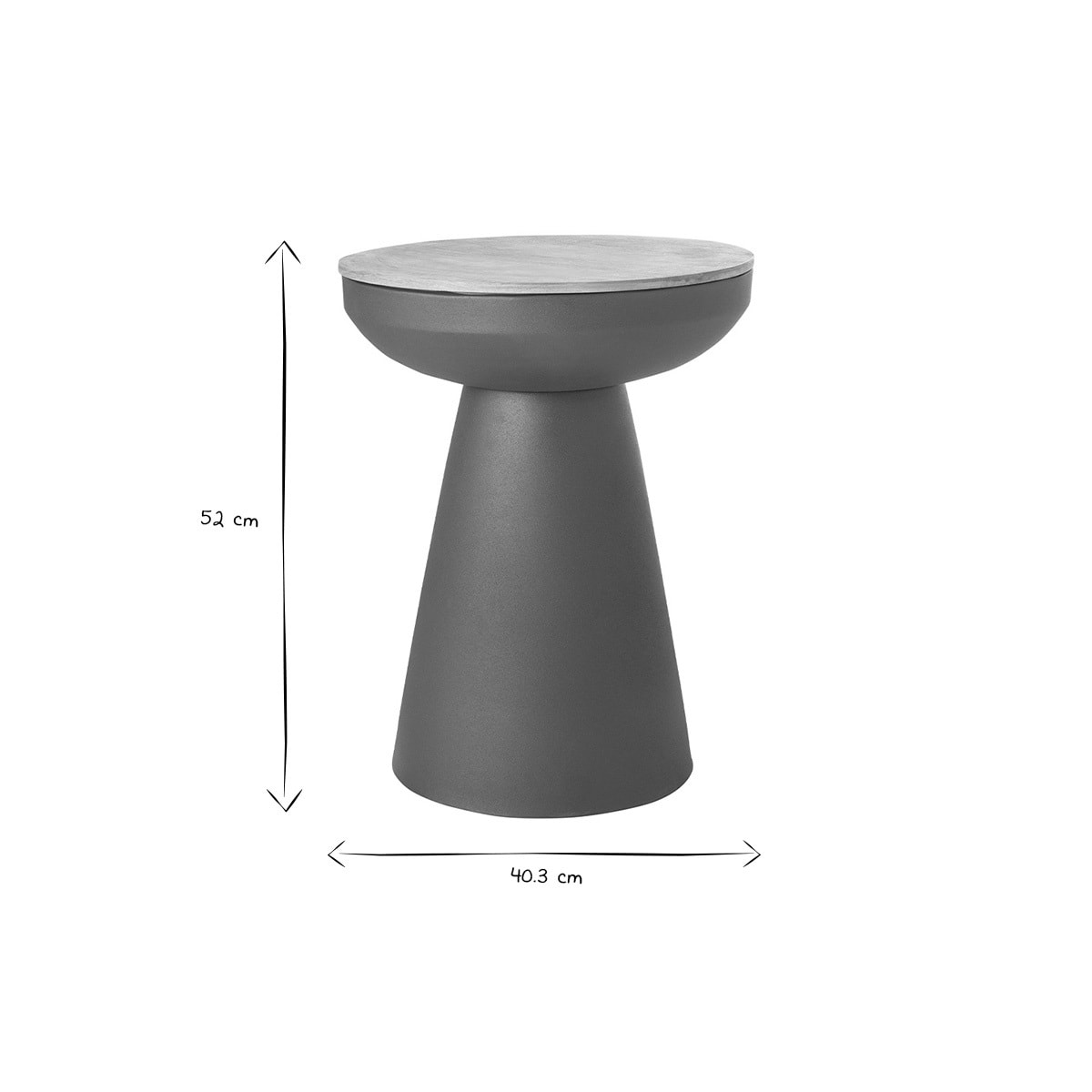 Table d'appoint ronde design avec rangement en métal gris anthracite et bois manguier massif H52 cm TAM