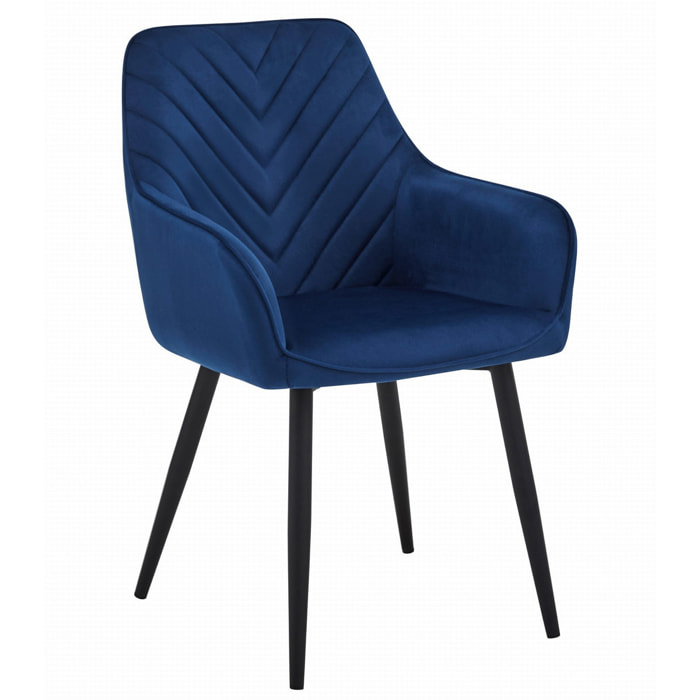 Sedia Nana in velluto blu notte con gambe nere