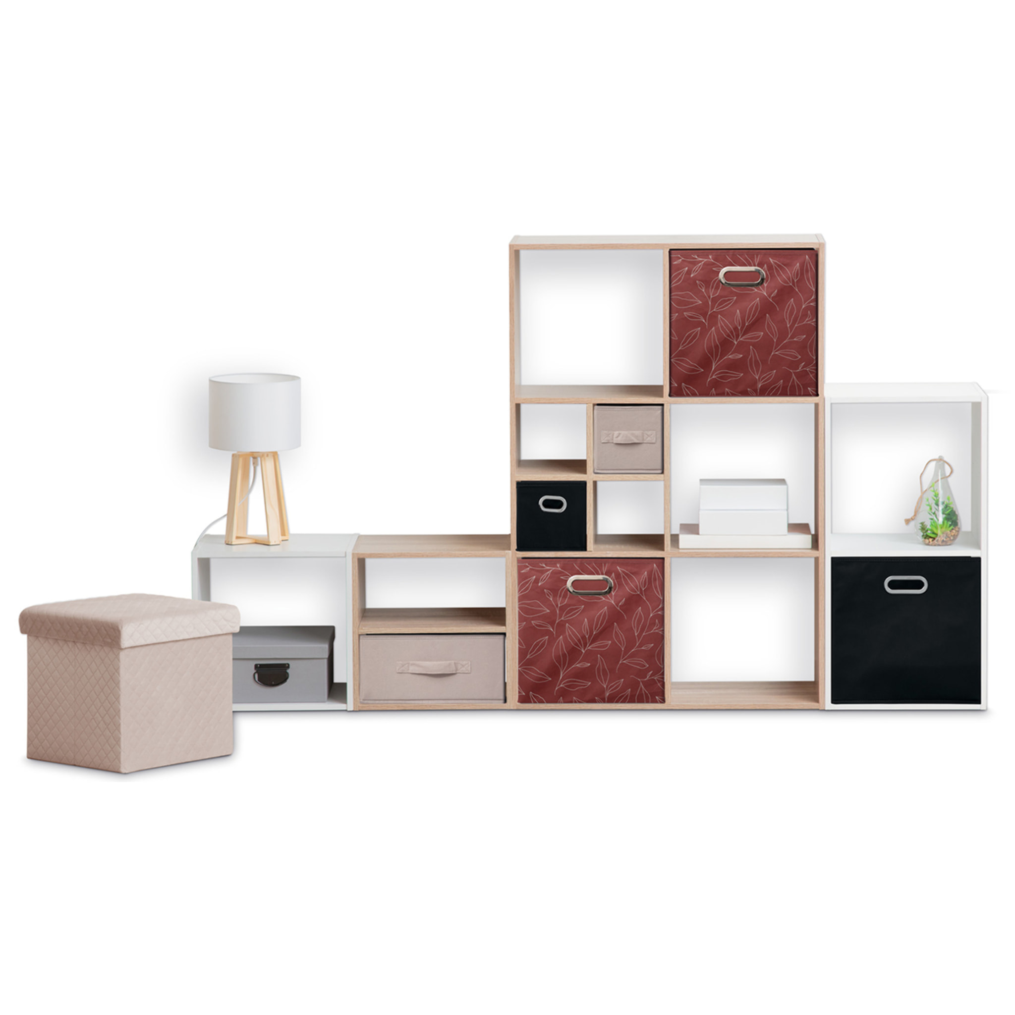 Panier tissu 31x31cm Rouge avec motifs "Mix 'n Modul"