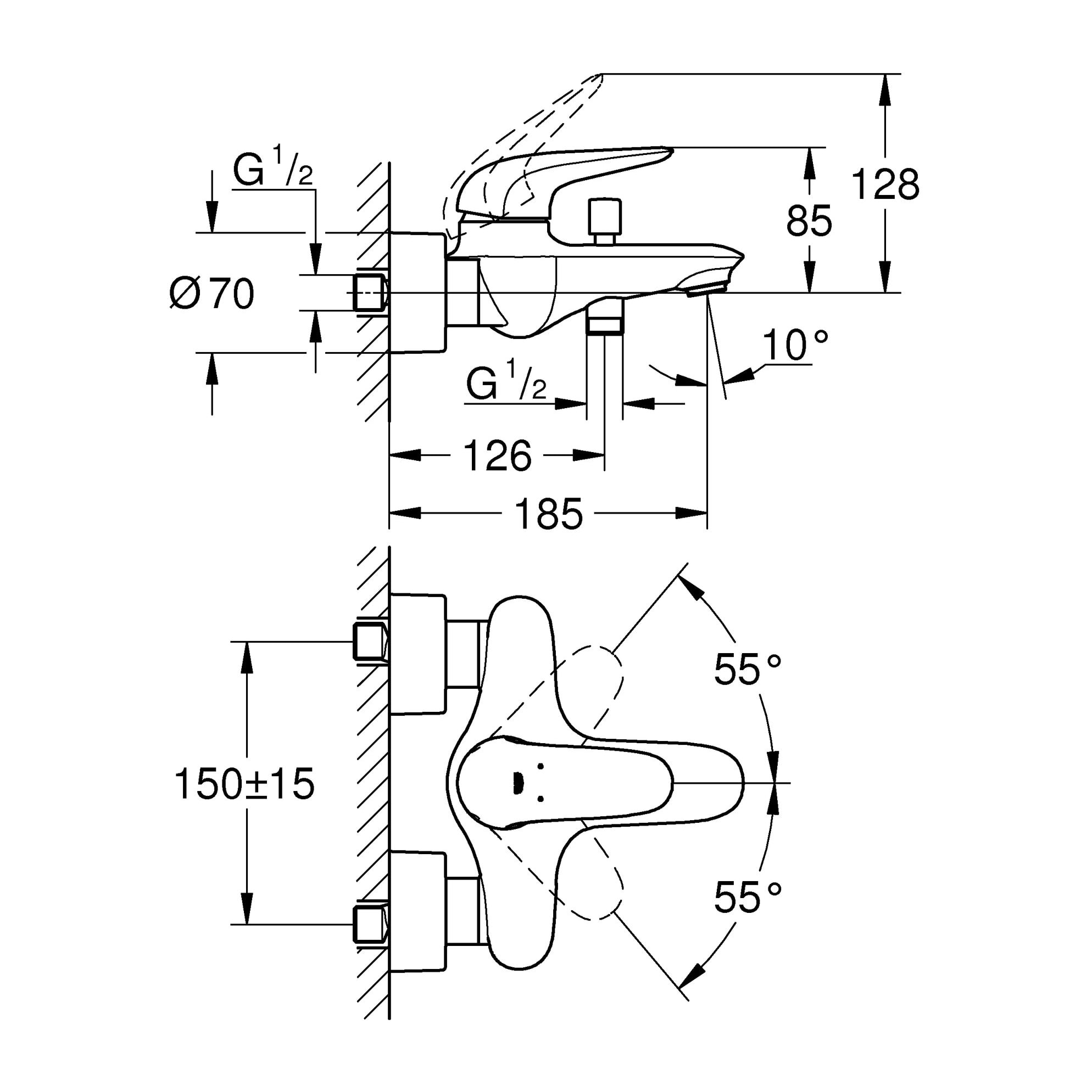 GROHE Wave Mitigeur monocommande Bain / Douche Chromé 32286001