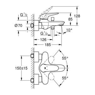 GROHE Wave Mitigeur monocommande Bain / Douche Chromé 32286001