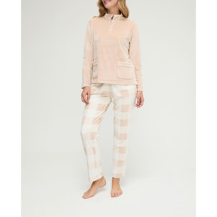 Pijama mujer de cuadros micropolar