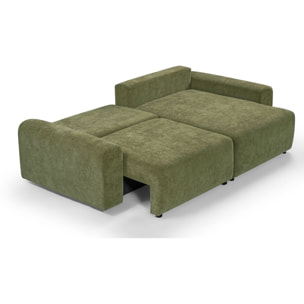 Canapé d'angle convertible réversible 4 places avec coffre de rangement en tissu chenille - MONCEAU