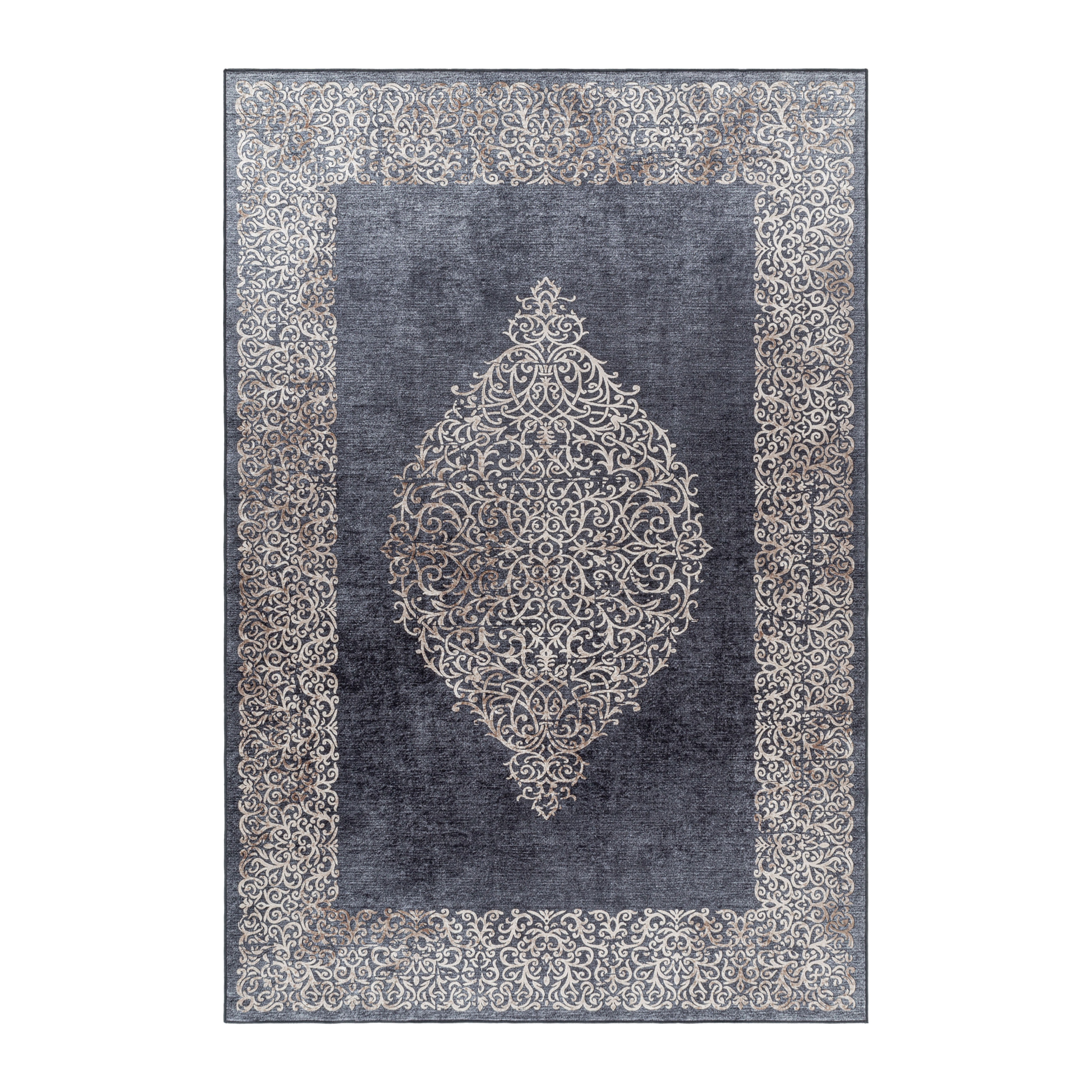 FIESTA - Tapis baroque médaillon noir
