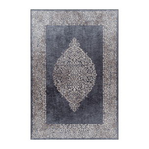 FIESTA - Tapis baroque médaillon noir