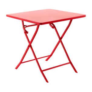 Table de jardin pliante carrée "Greensboro" groseille 2 places en acier traité époxy