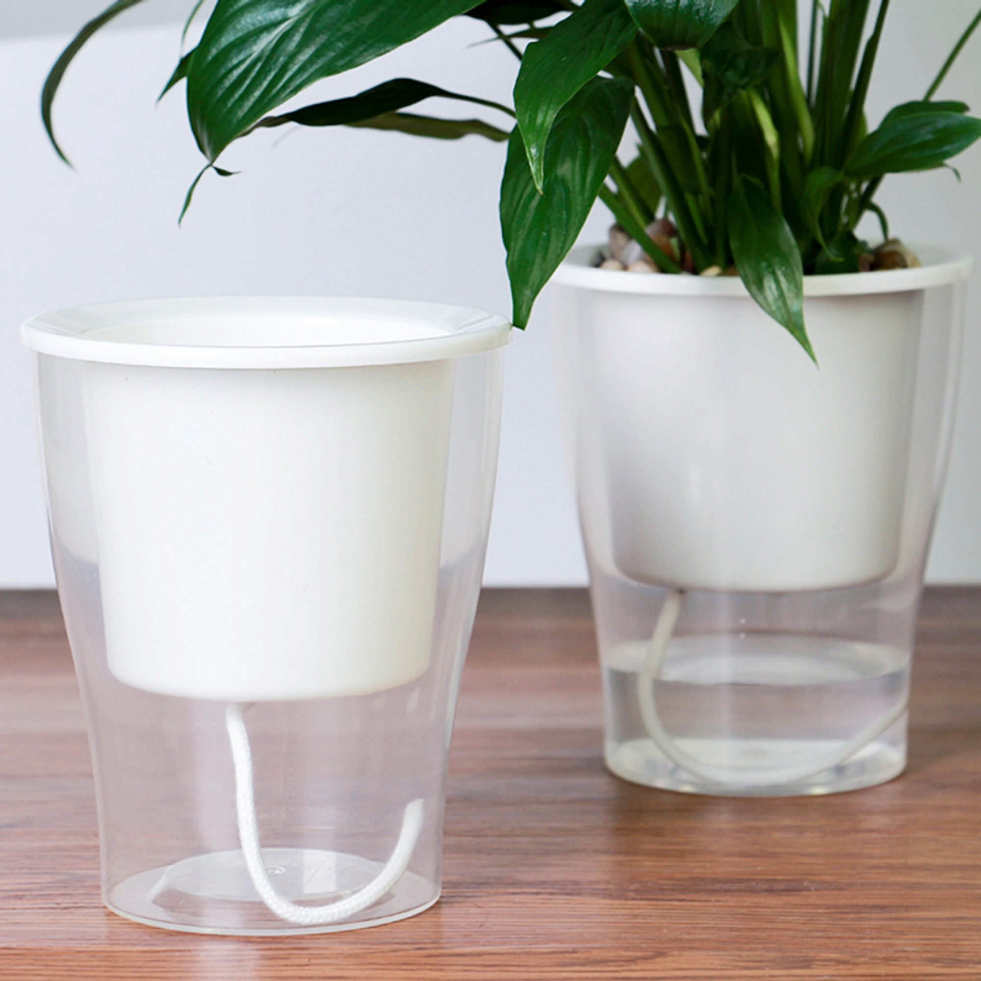 Pot à réserve d’eau Tomasucci RAFFY MEDIUM, en polypropylène, blanc, 17,3 × 17,3 × 17 cm