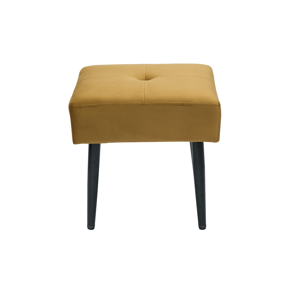 Tabouret bas en tissu effet velours texturé bronze et métal noir H46 cm GUESTA